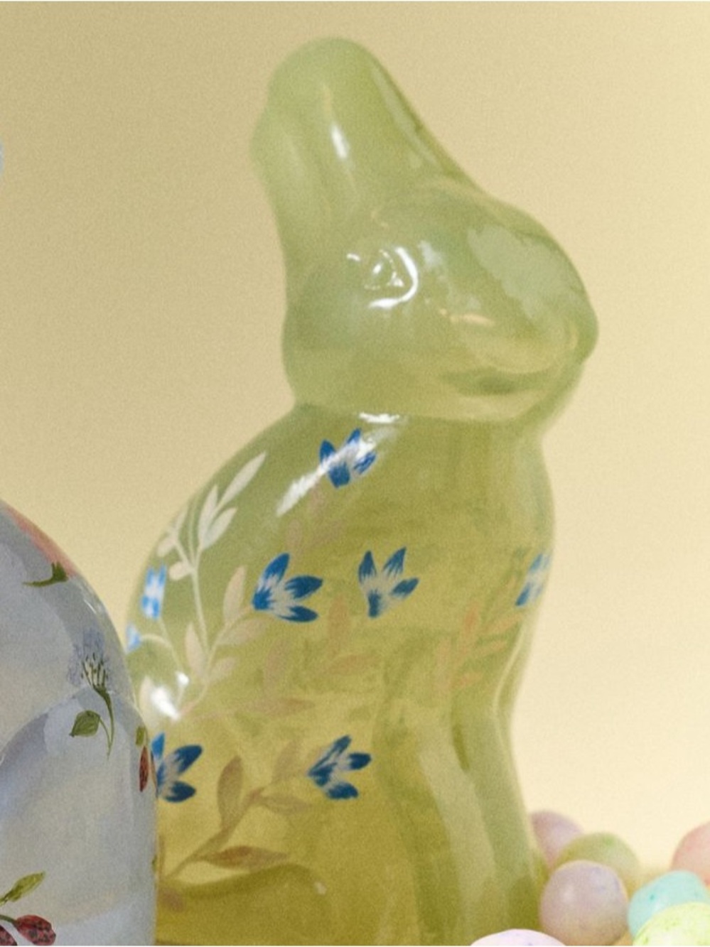 NIB Anthropologie Floral Glass Bunny Decorative Object